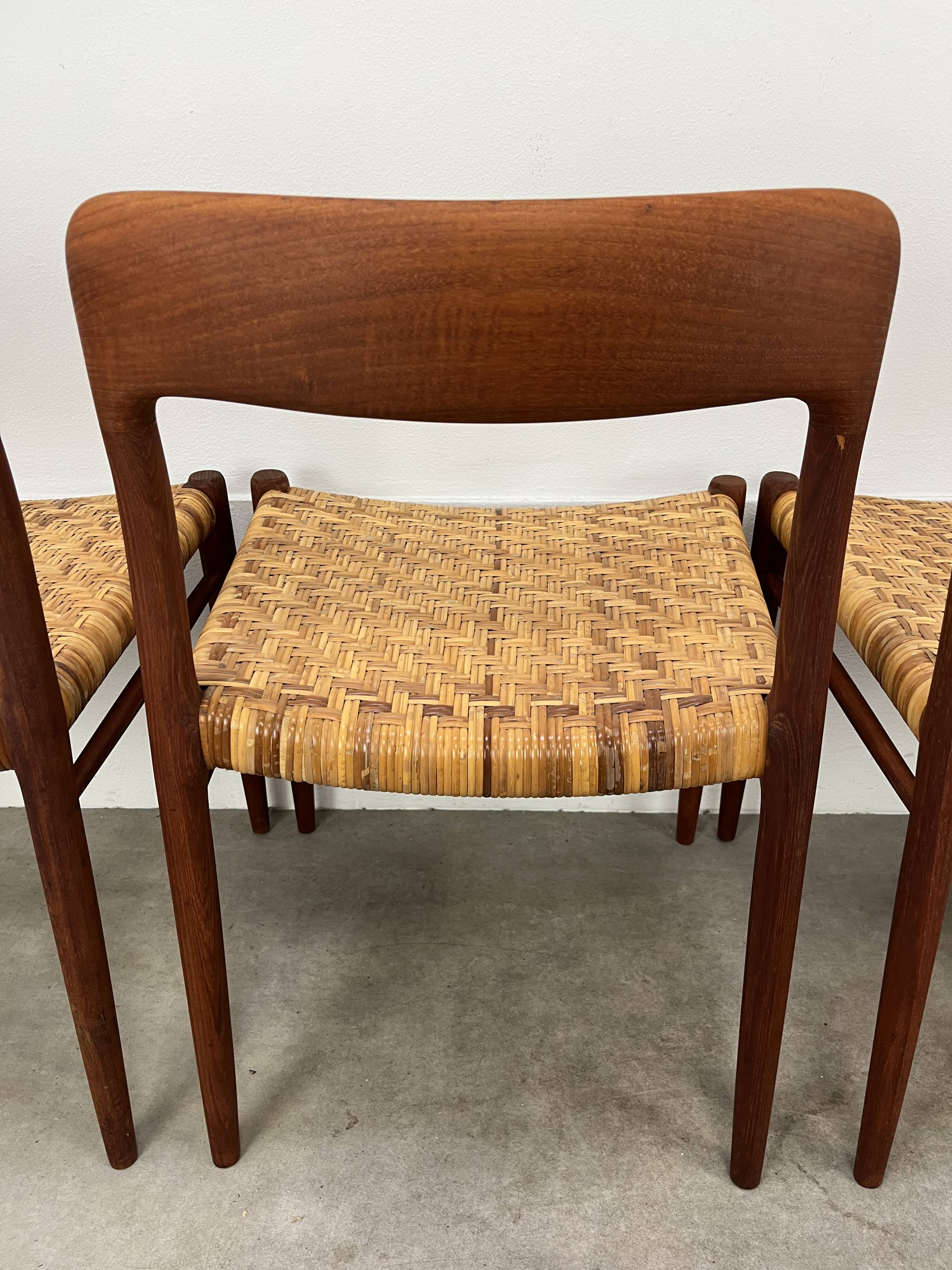 4 chairs 75 by Niels Otto Moller, Scandinavian design, teak