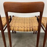 4 chairs 75 by Niels Otto Moller, Scandinavian design, teak