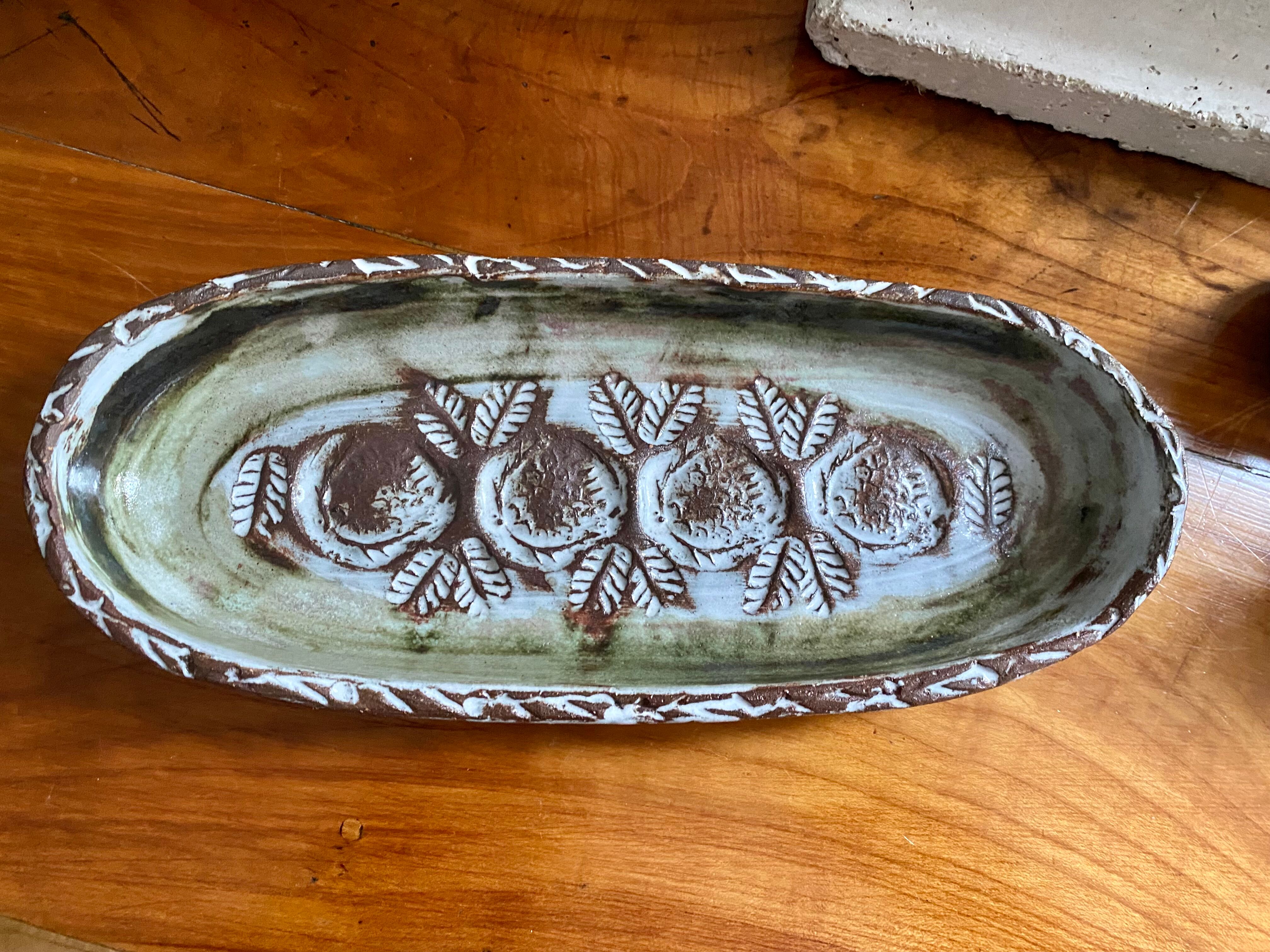 Flat cup and 2 mini ceramic vases Albert Thiry Vallauris