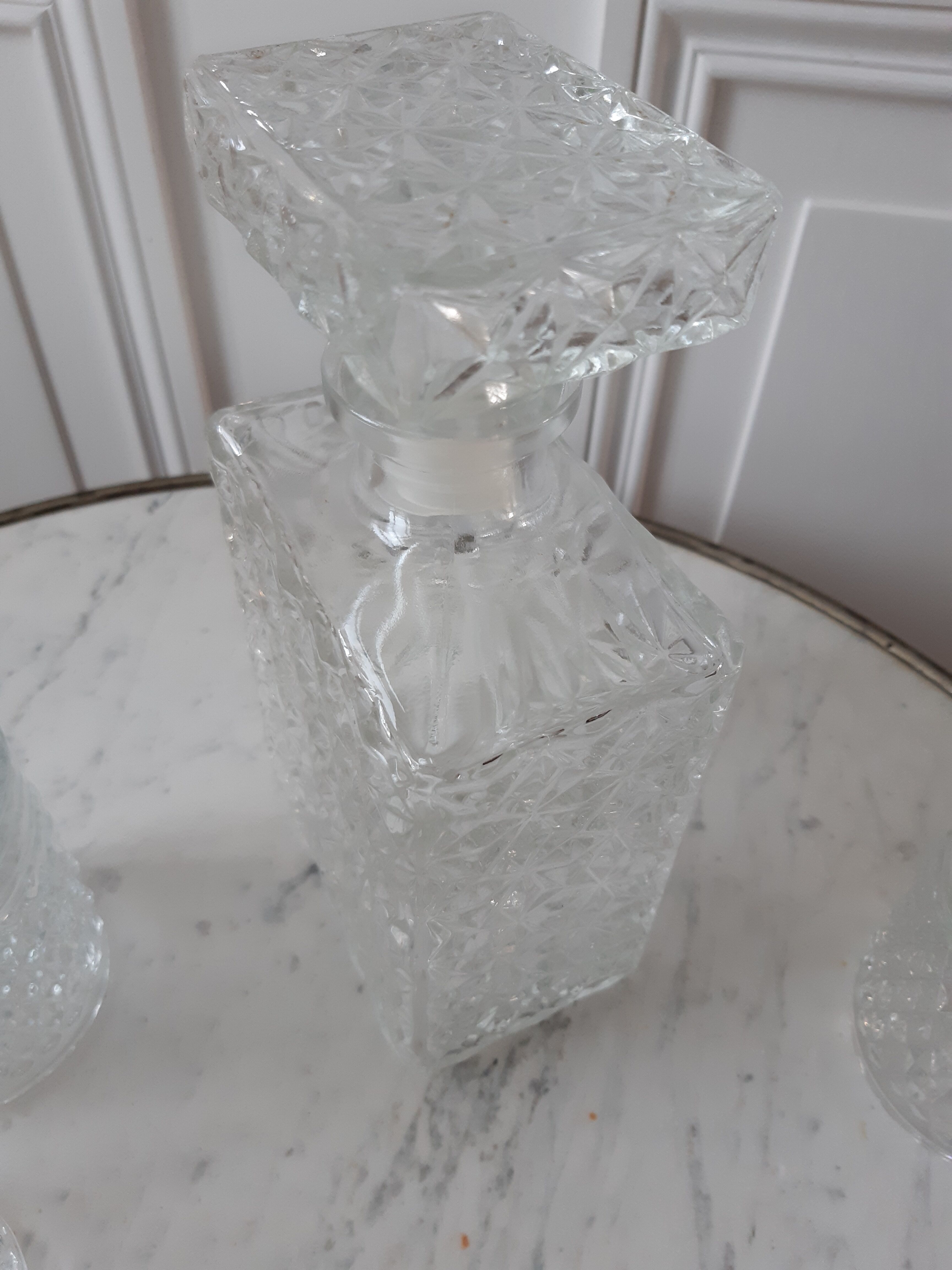 Lot de carafe et ses 5 verres à whisky années 70