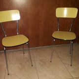 Paire de chaises en formica jaune  vintage