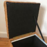 Vintage patchwork leather storage pouf circa 1960