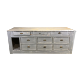 Store counter early 20th in fir and chestnut