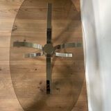 Modernist chrome and smoked glass table with tulip base from the 70s