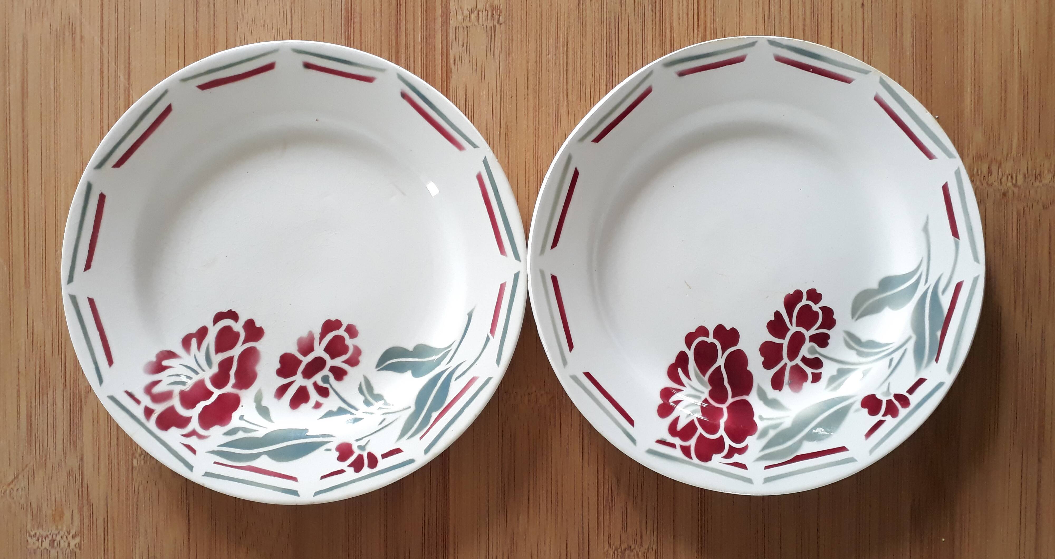 Assiettes à dessert années 30 de Hamage et Moulin des Loups France