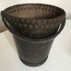 Brutalist studded leather wastepaper basket bucket 1920