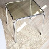 70s chrome and smoked glass side table