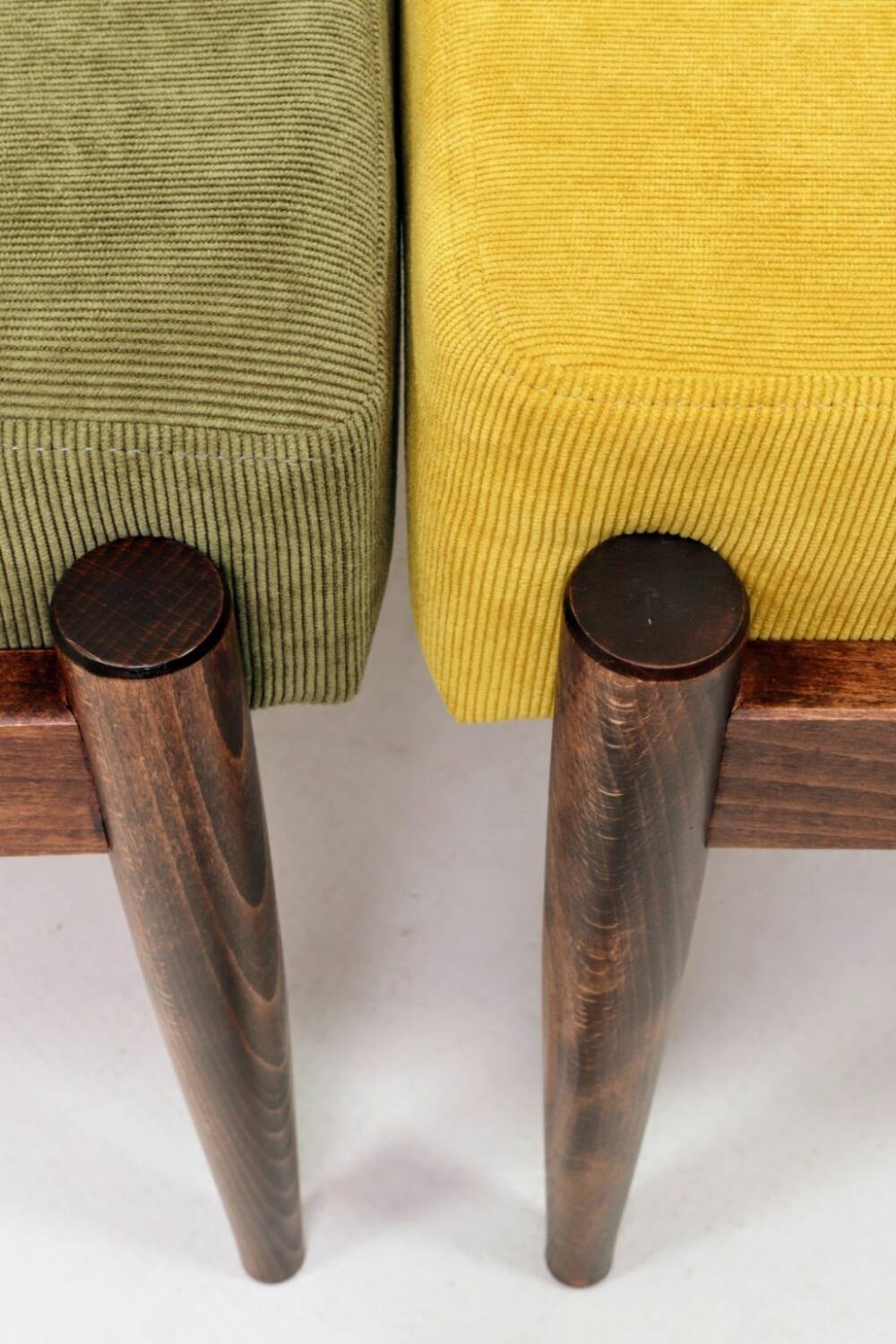 Scandinavian green/yellow corduroy stool Set of 2