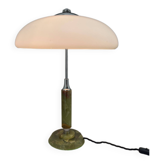 Art Deco Alabaster & Milk Glass Table Lamp, Restored