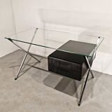 Chrome desk, glass and wood by Franco Albini for Knoll International.