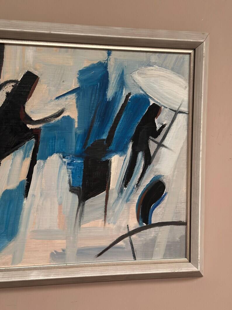 Original Swedish Oil on Panel – “Abstract Composition” by Sven H. Engberg – Signed – Vintage & Framed – 56 × 43 cm (22" × 16.9")
