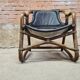 Pair of vintage skaï bamboo armchairs