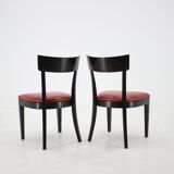 1950s Red Leather Dining Chairs for UP Czechoslovakia, Set of 4
