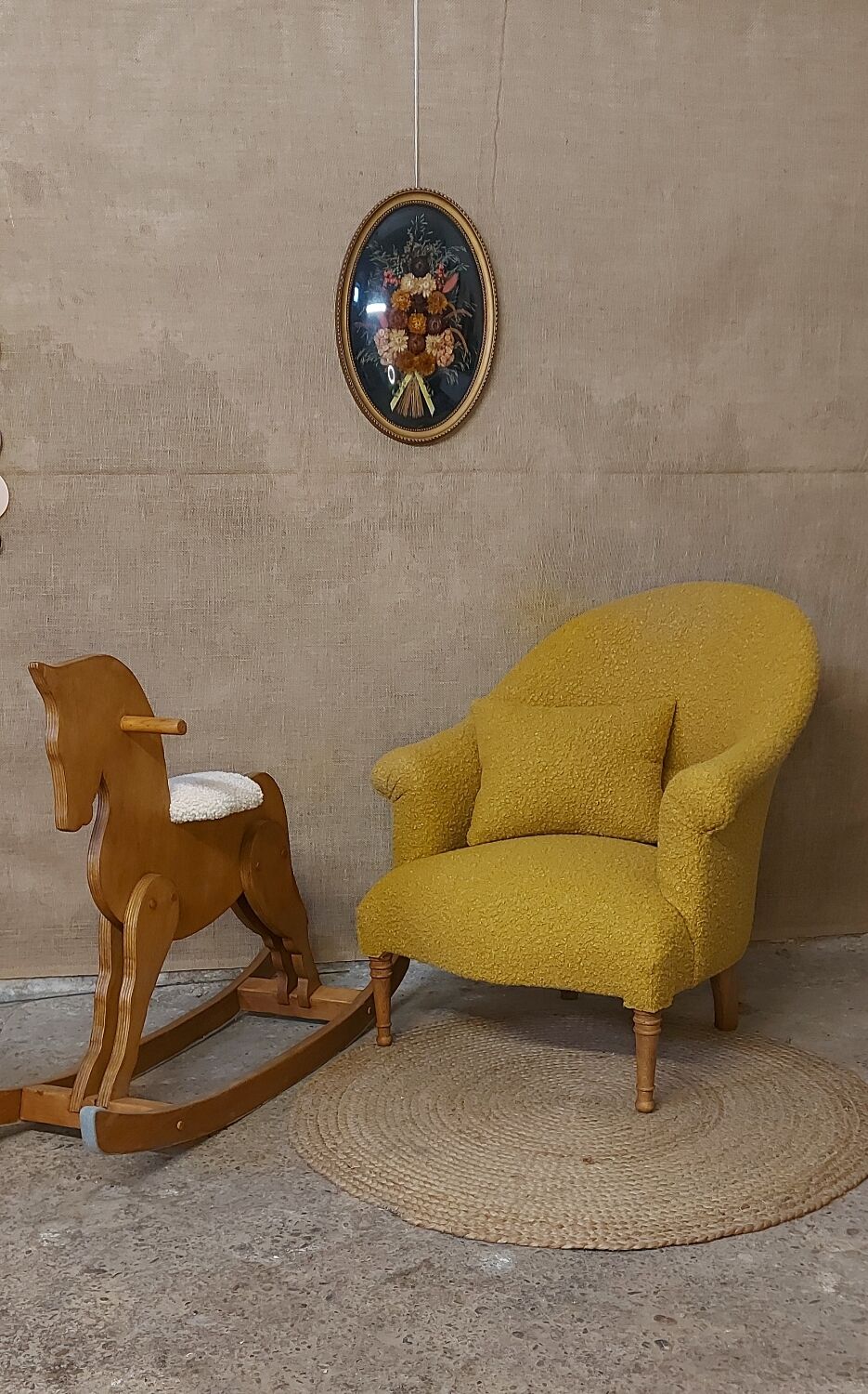 Mustard toad armchair