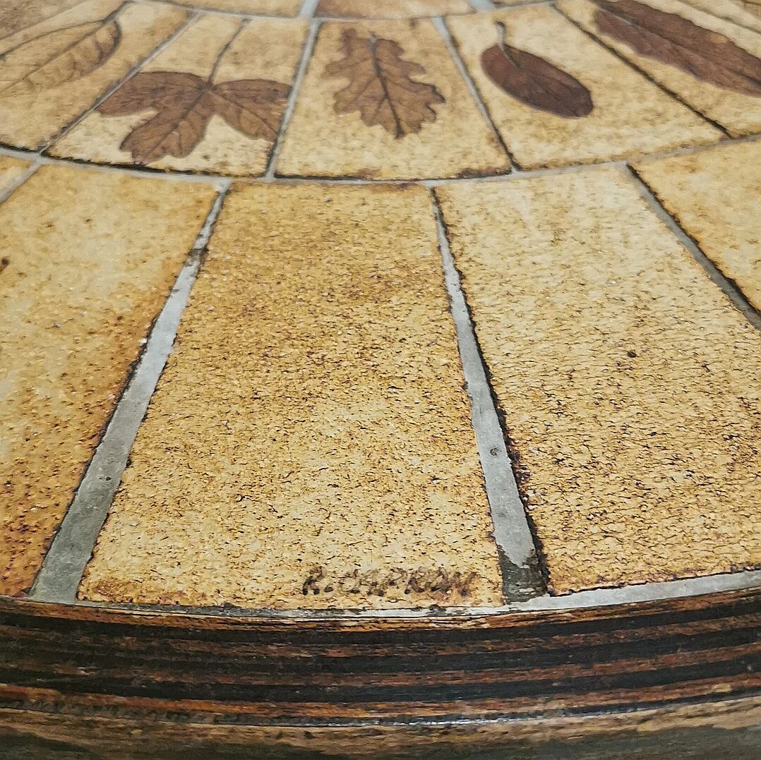 Table basse ronde herbier Roger Capron 1960