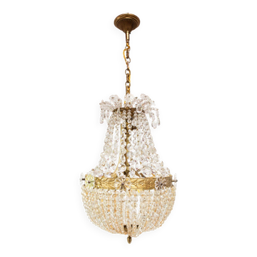 French bronze and crystal chandelier c. 1950 (35 cm)