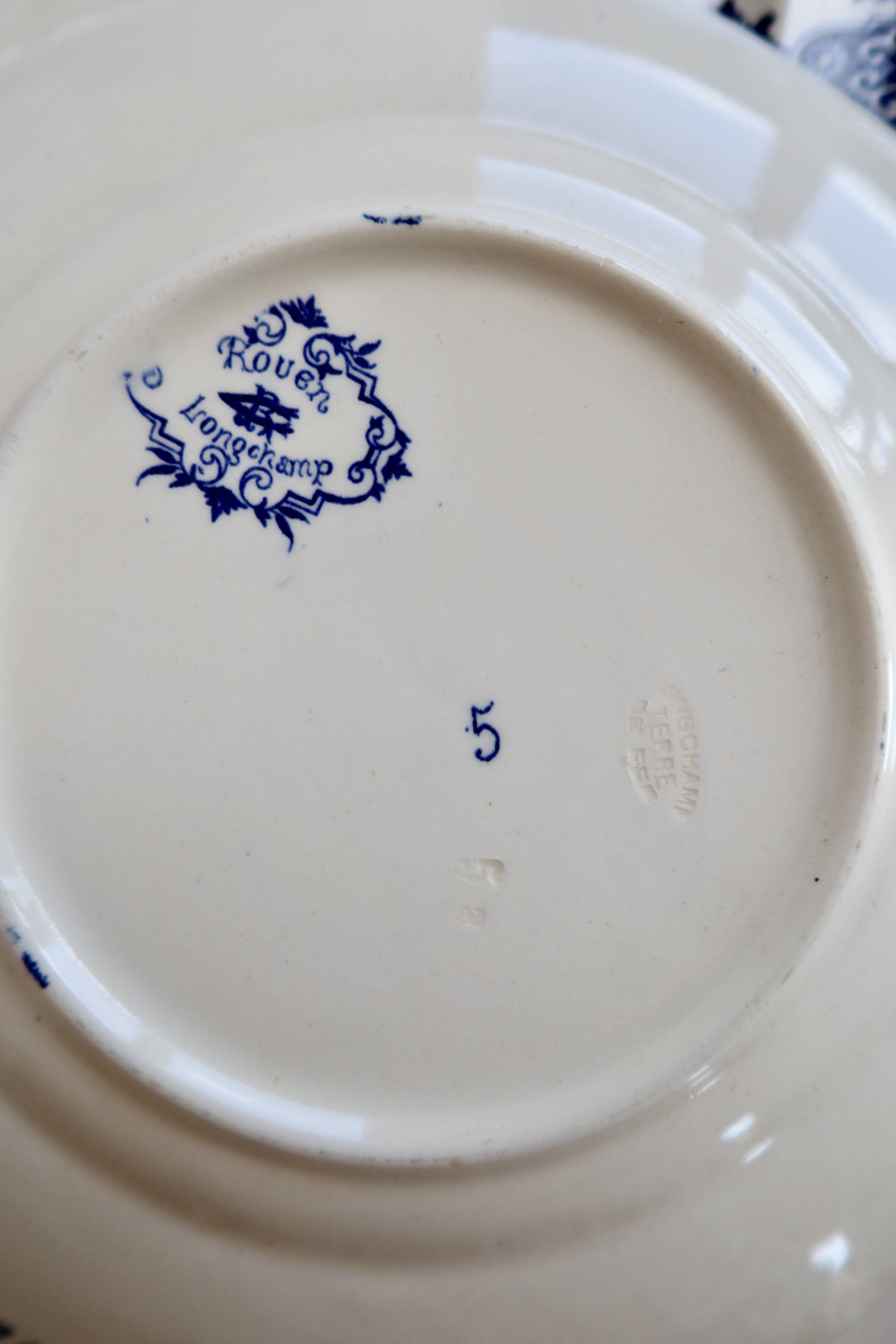 6 dessert plates ironstone Longchamp Rouen 19th century