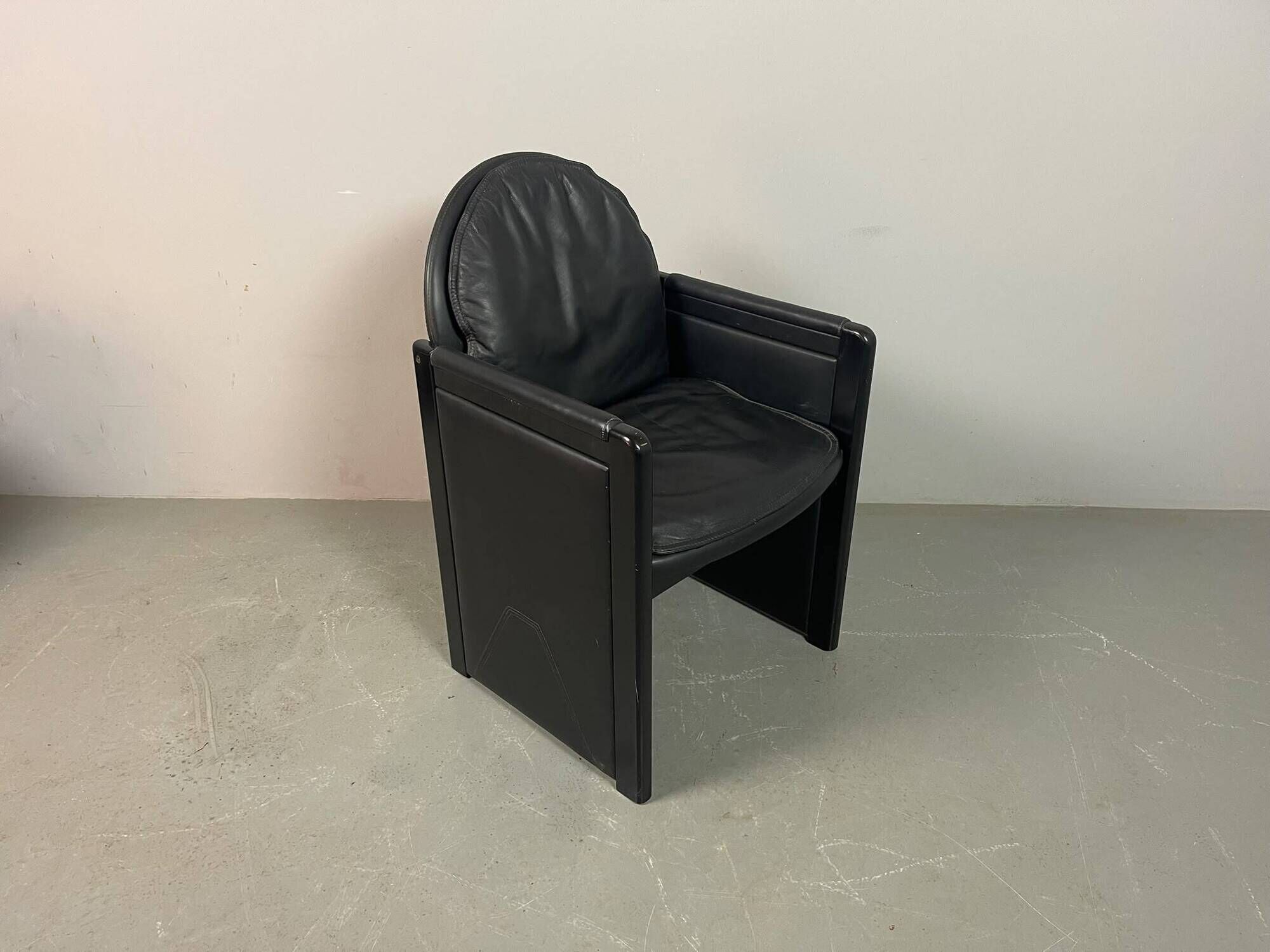 Mid-Century Bulo Belgium Armchair in Black Leather – Postmodern / Memphis