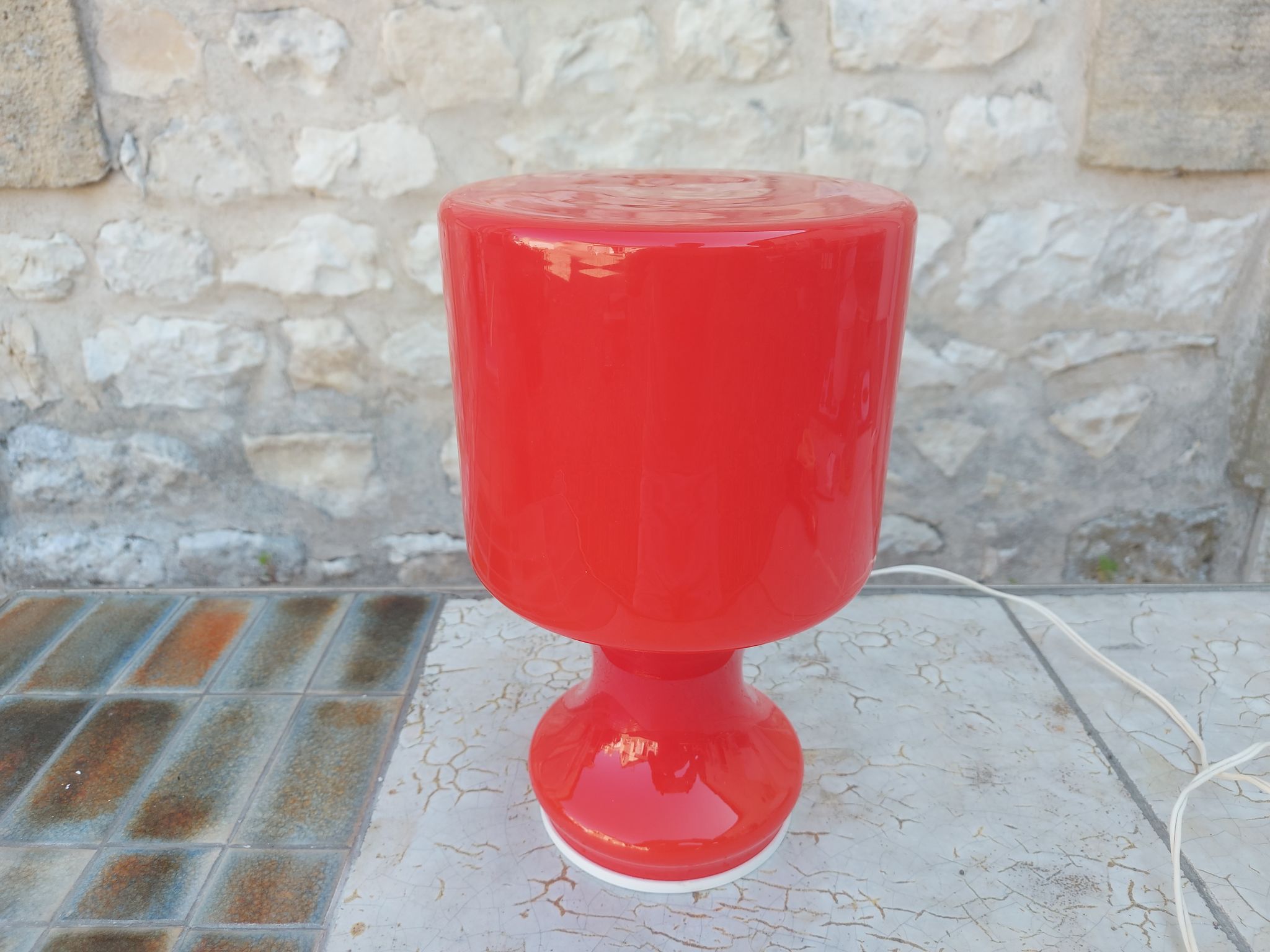 Vintage red opaline lamp from the 70'S