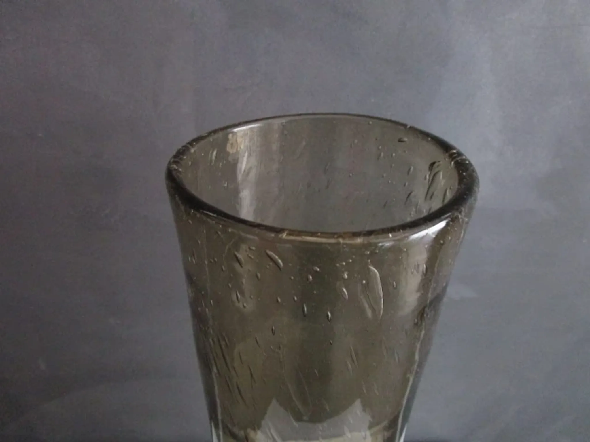 Vintage smoked bubble glass tube vase - Bendor glassware