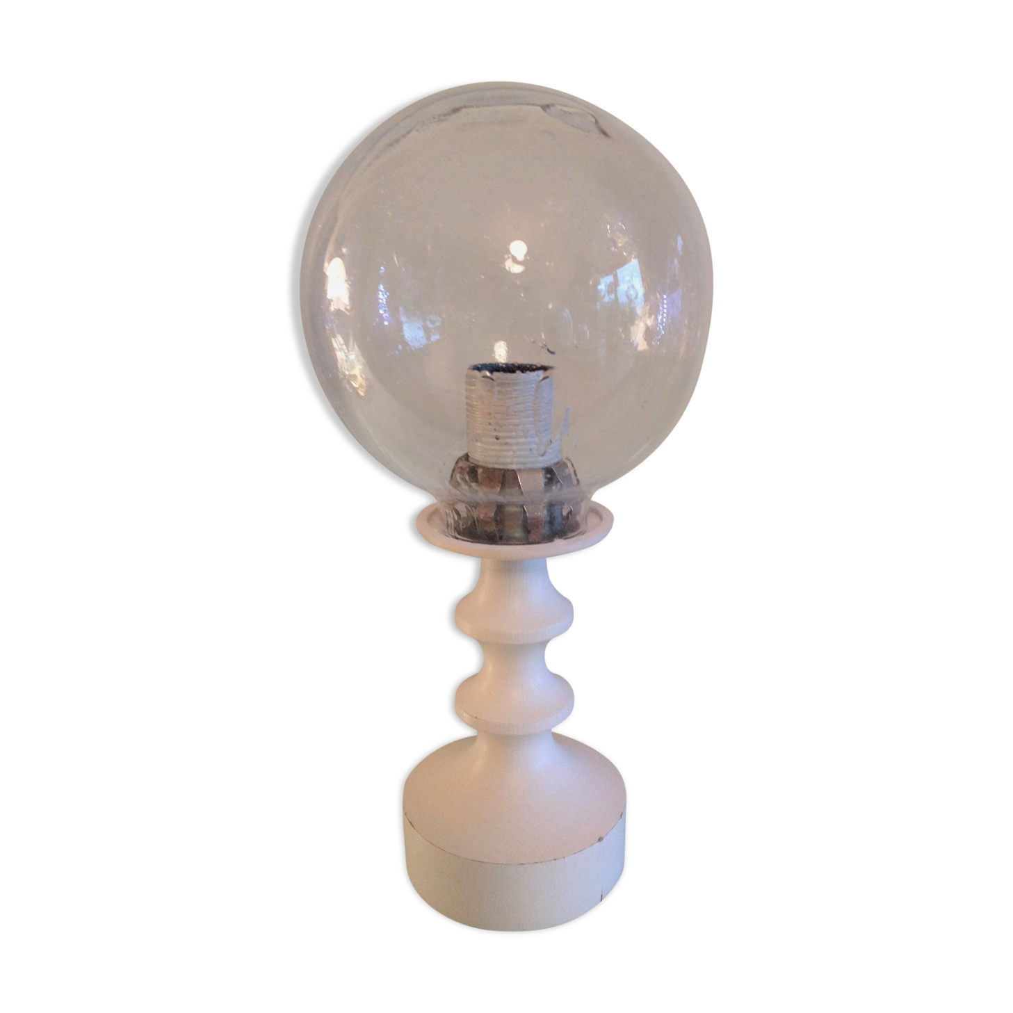 Glass globe bedside lamp/ vintage 60s-70s