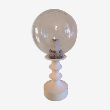 Glass globe bedside lamp/ vintage 60s-70s