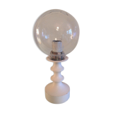 Glass globe bedside lamp/ vintage 60s-70s