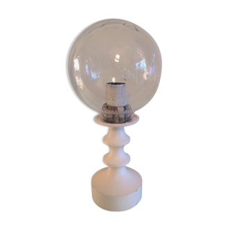 Glass globe bedside lamp/ vintage 60s-70s