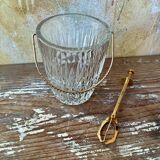 Glass ice bucket and tongs