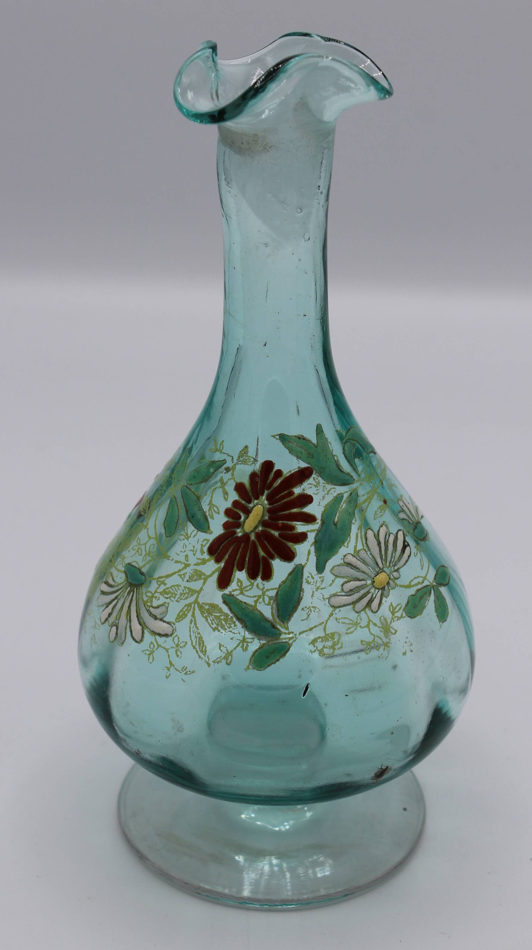 Magnifique service a liqueur en vere bleu emaille legras george sand art no