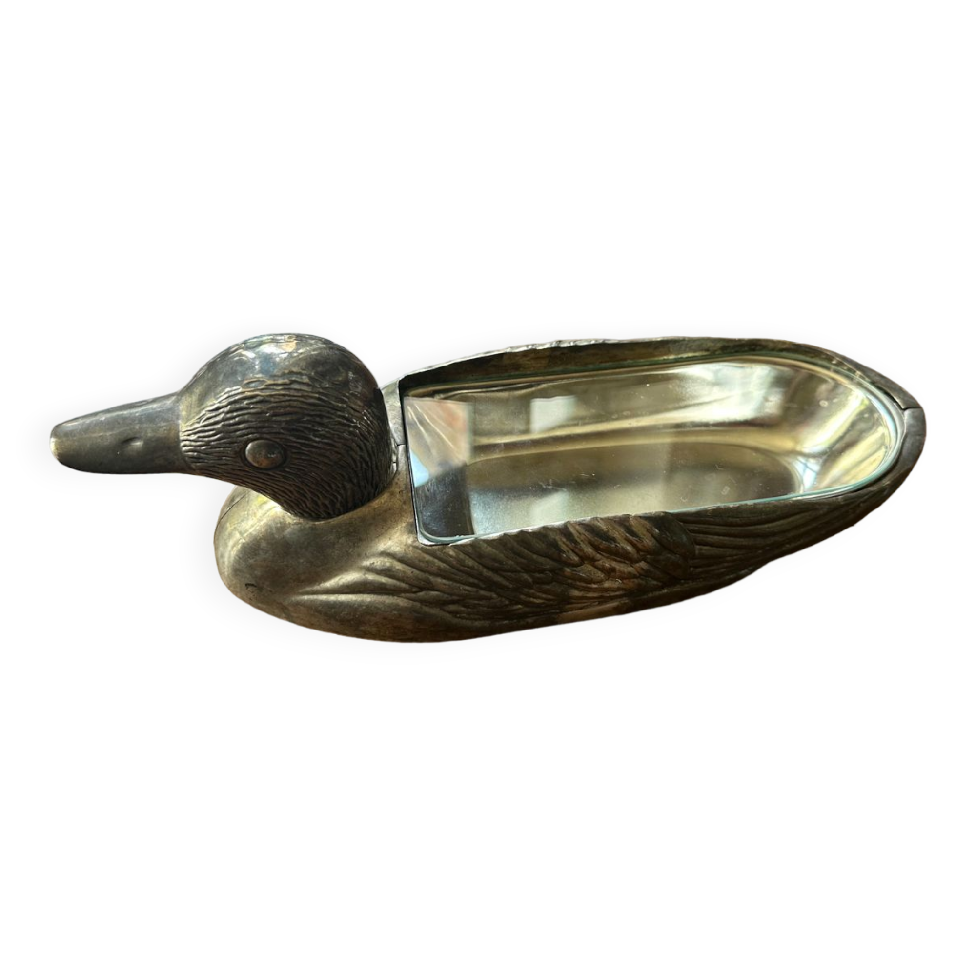 Dish foie gras duck in silver metal