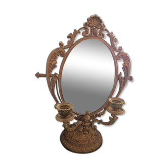 Miroir psyché en bronze  avec bougeoirs