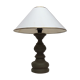 Wooden table lamp in light green color with lampshade