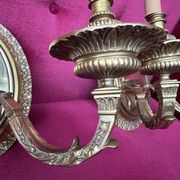 Pair of Louis XVI style solid gilded bronze wall sconces.