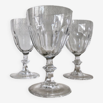 Set of 3 Arques crystal stemmed glasses Rambouillet model