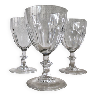 Set of 3 Arques crystal stemmed glasses Rambouillet model