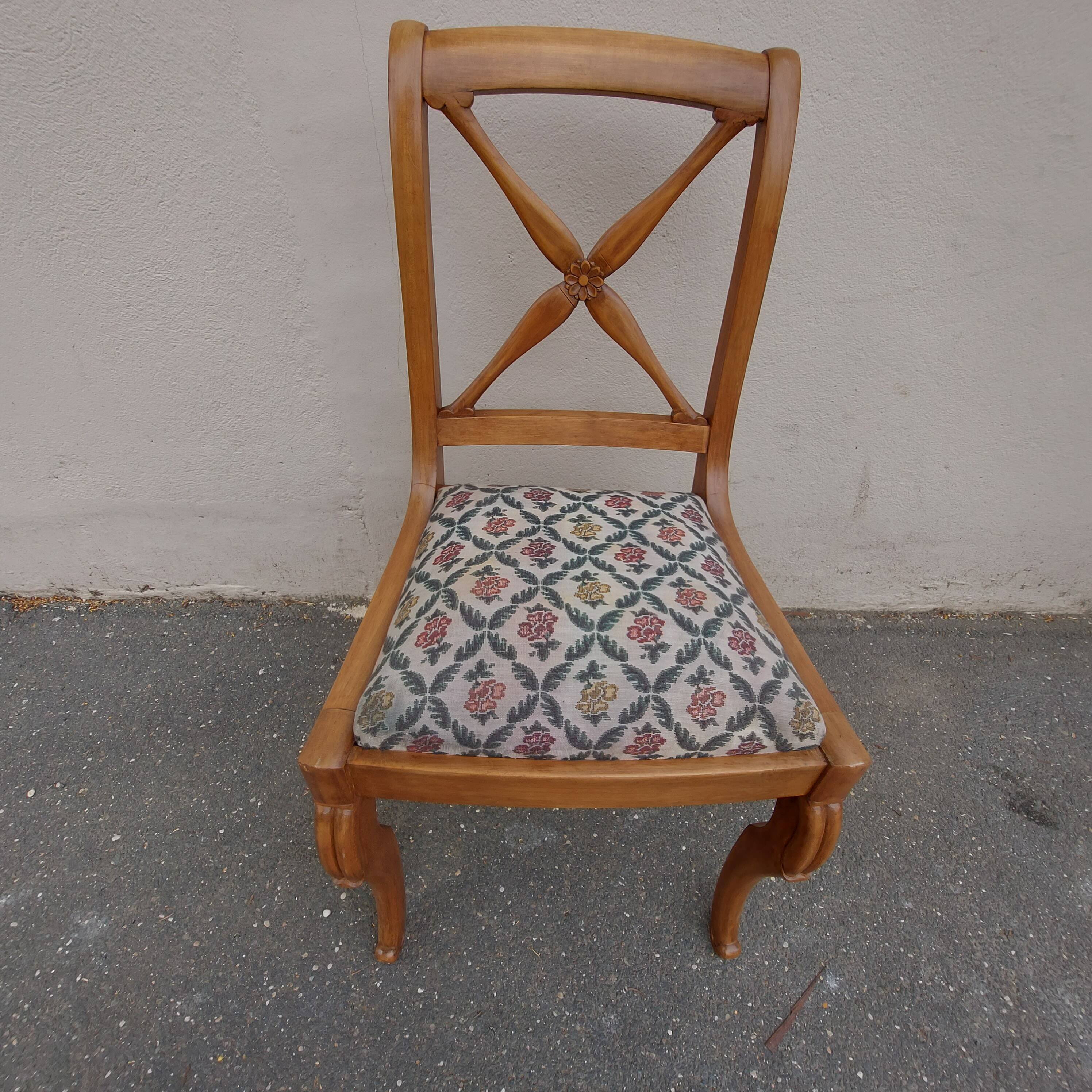 1 antique charles x cross-brace chair from the restoration period