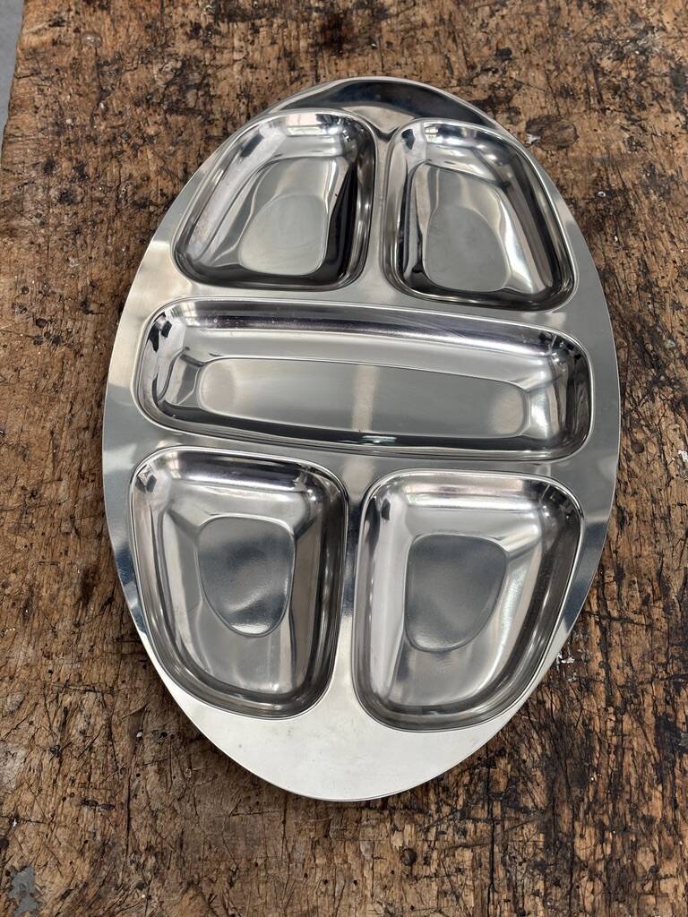 Large compartmented appetizer platter Inox 18/10 vintage