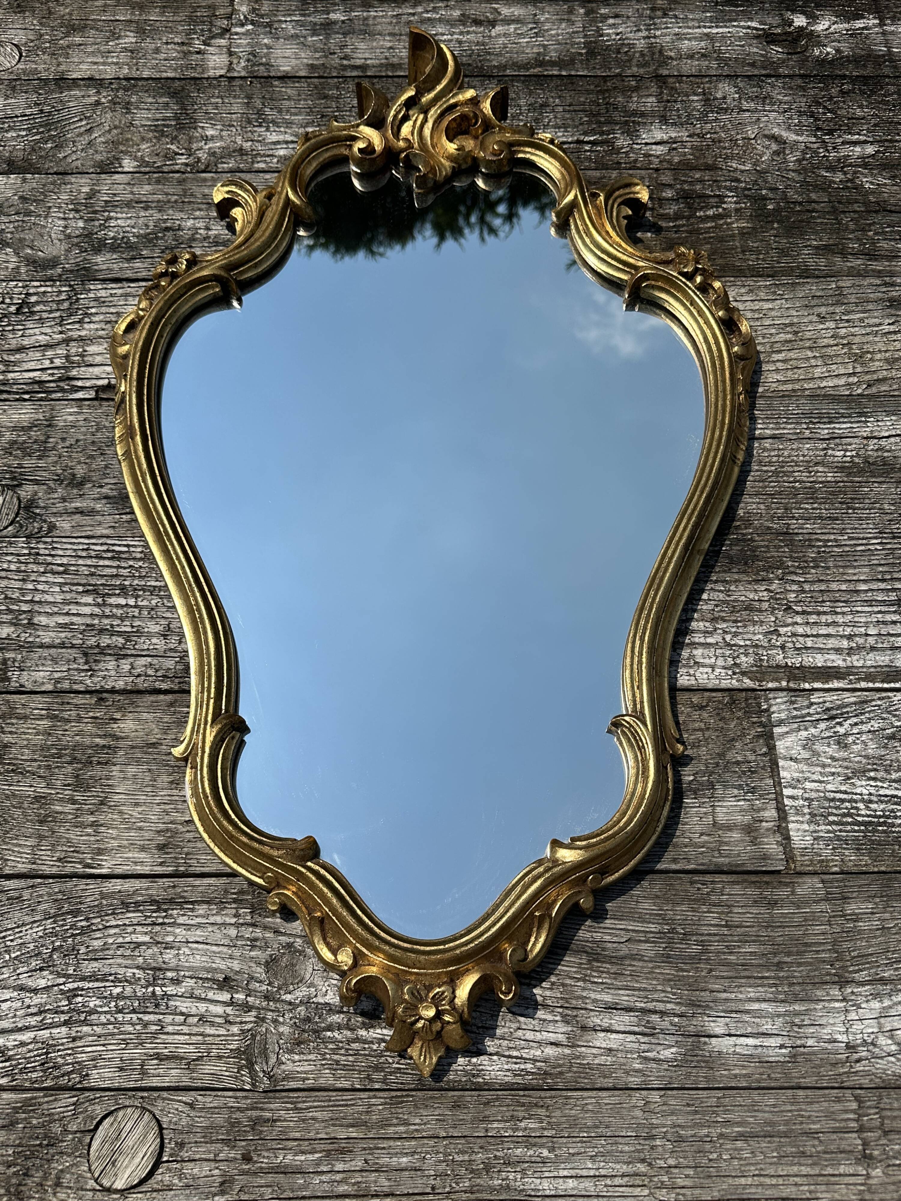 Louis XV style mirror in vintage gold composite 70'S Ht 40cm
