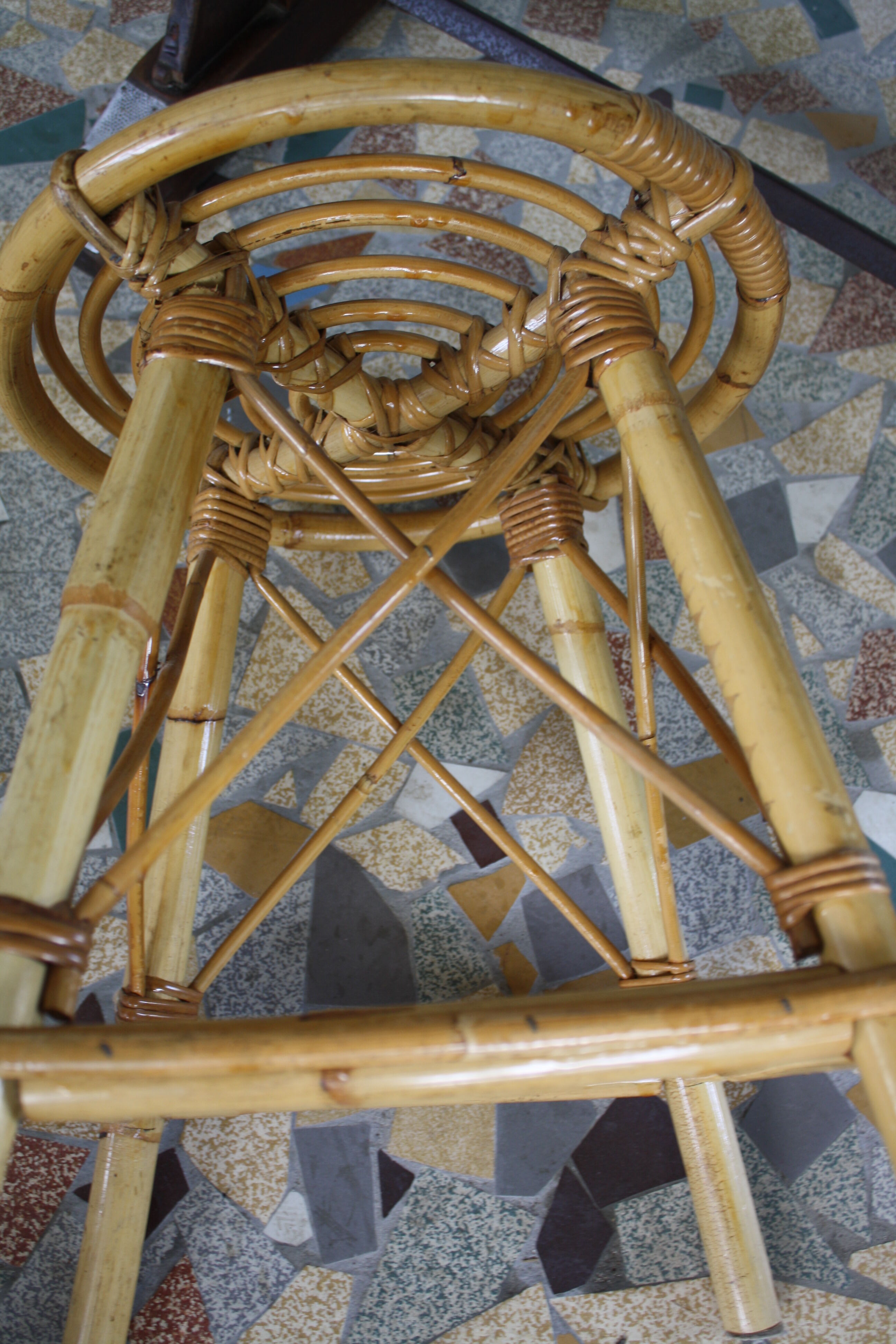 Vintage rattan stool