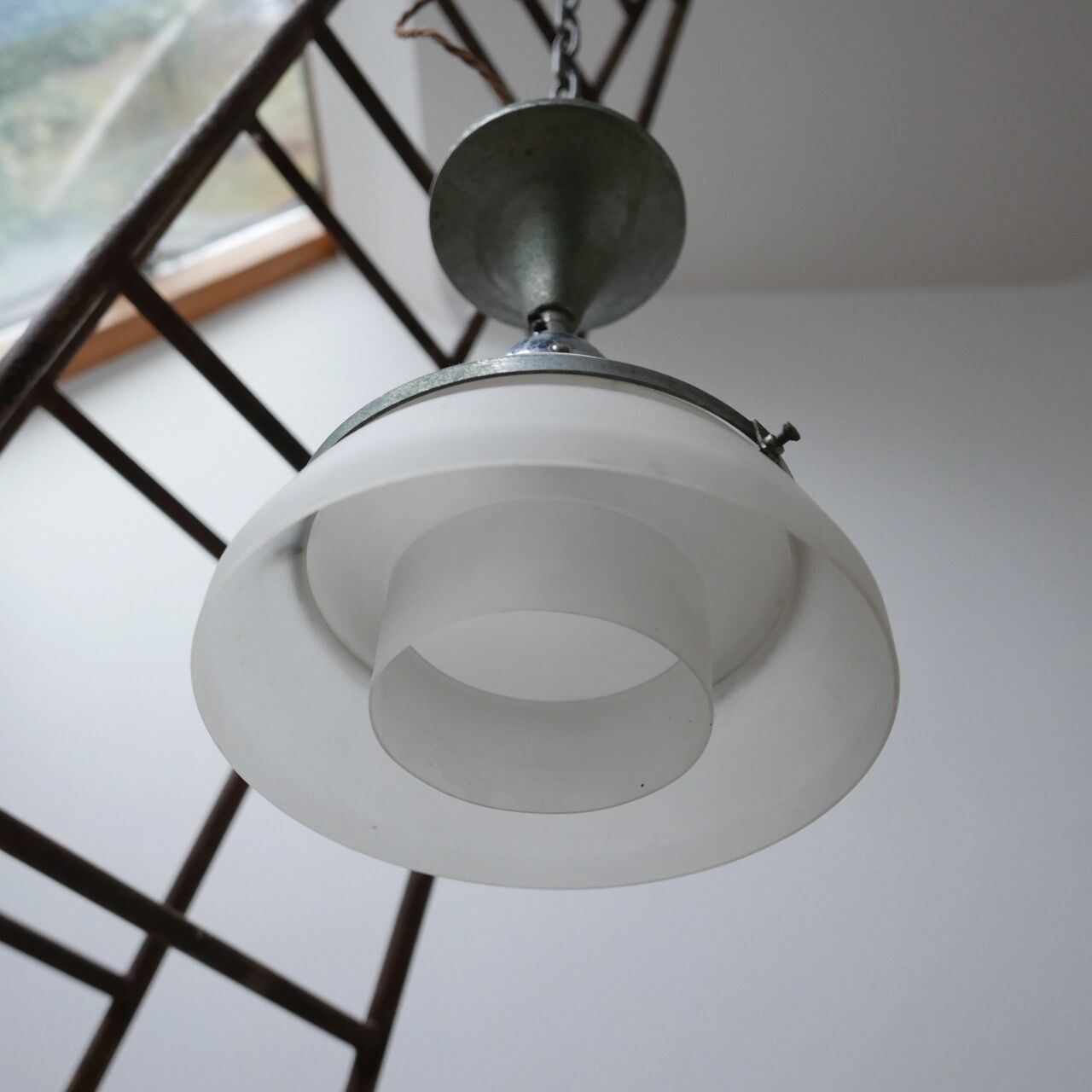 Two Tone Antique Glass Ceiling Pendants (2)