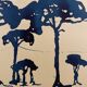 Painting, monochrome watercolor "Twilight over the Pine Forest" Provence, signed