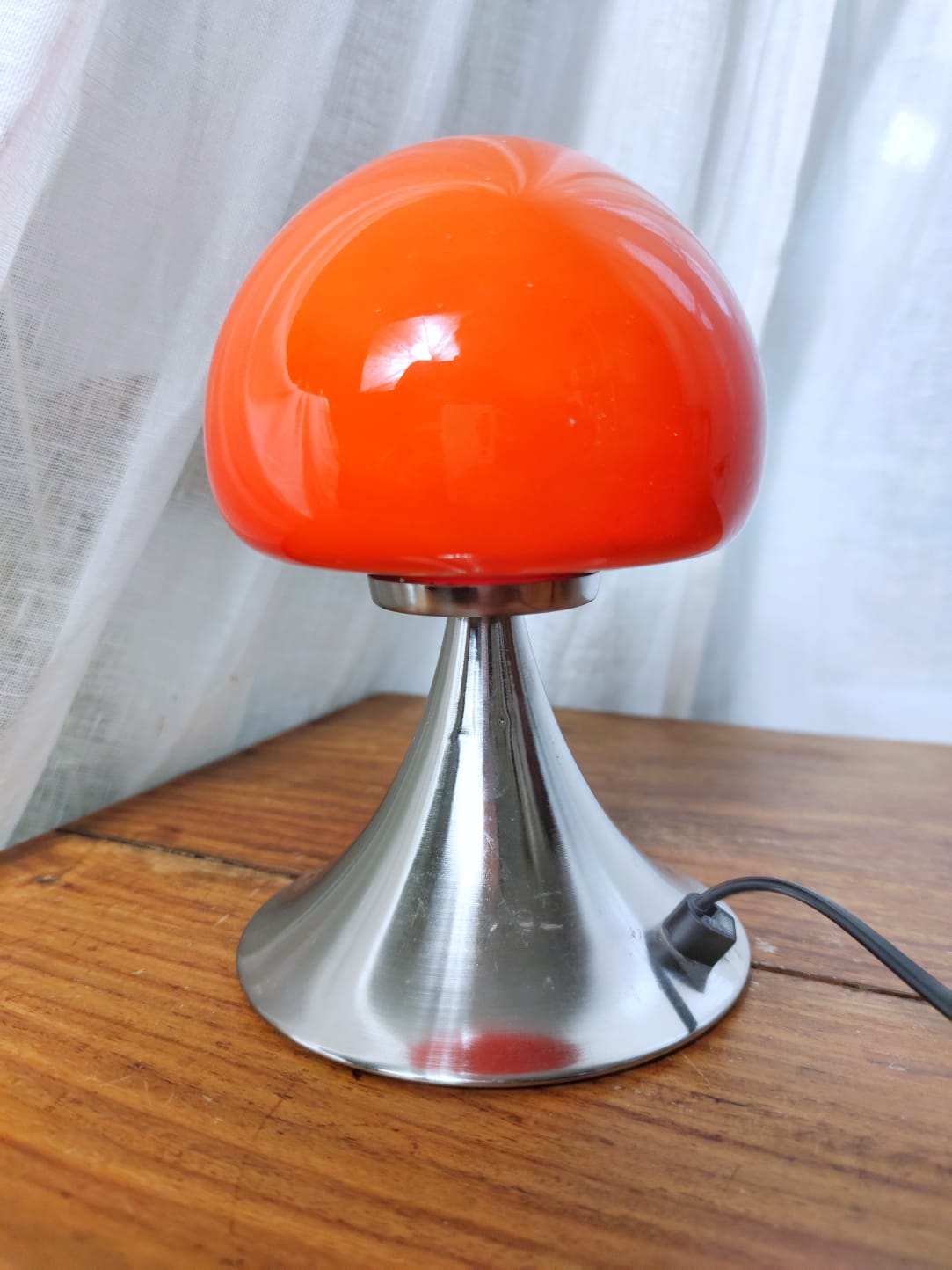 Small orange vintage mushroom lamp
