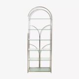 Hollywood Regency glass and chrome library
