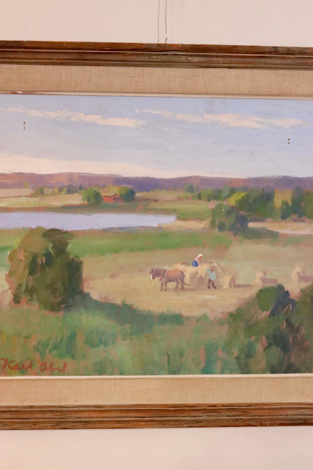 Oil on panel "Landscape" by Karl Abel