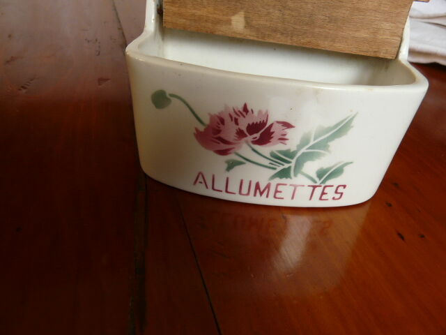 Old ceramic Luxeuil carny decoration matchbox