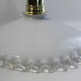 Vintage suspension lamp in white opaline with serrated edges