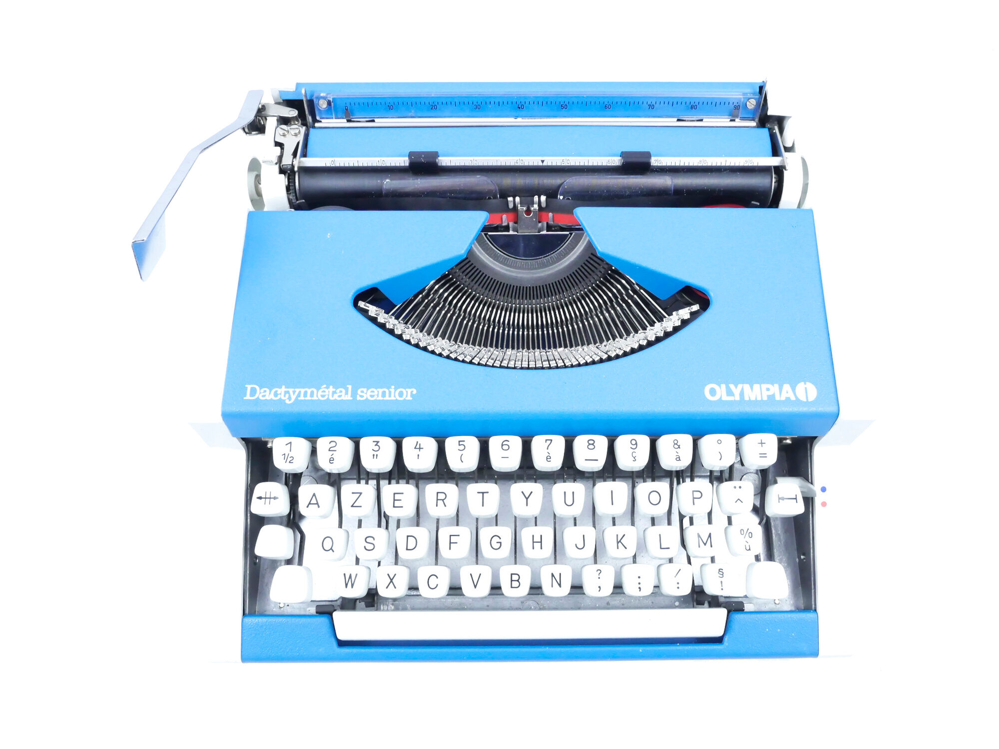 Revised Blue Olympia Dactymetal typewriter
