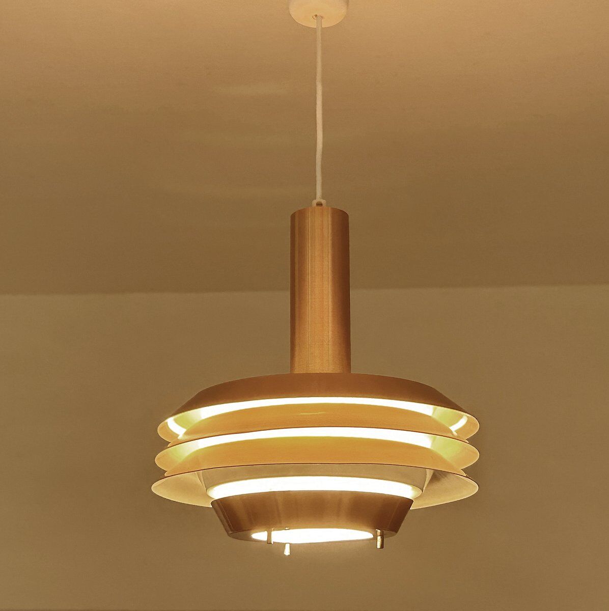 Mid-century modern Danish copper pendant light, 1970s