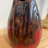 Red & brown glazed stoneware vase